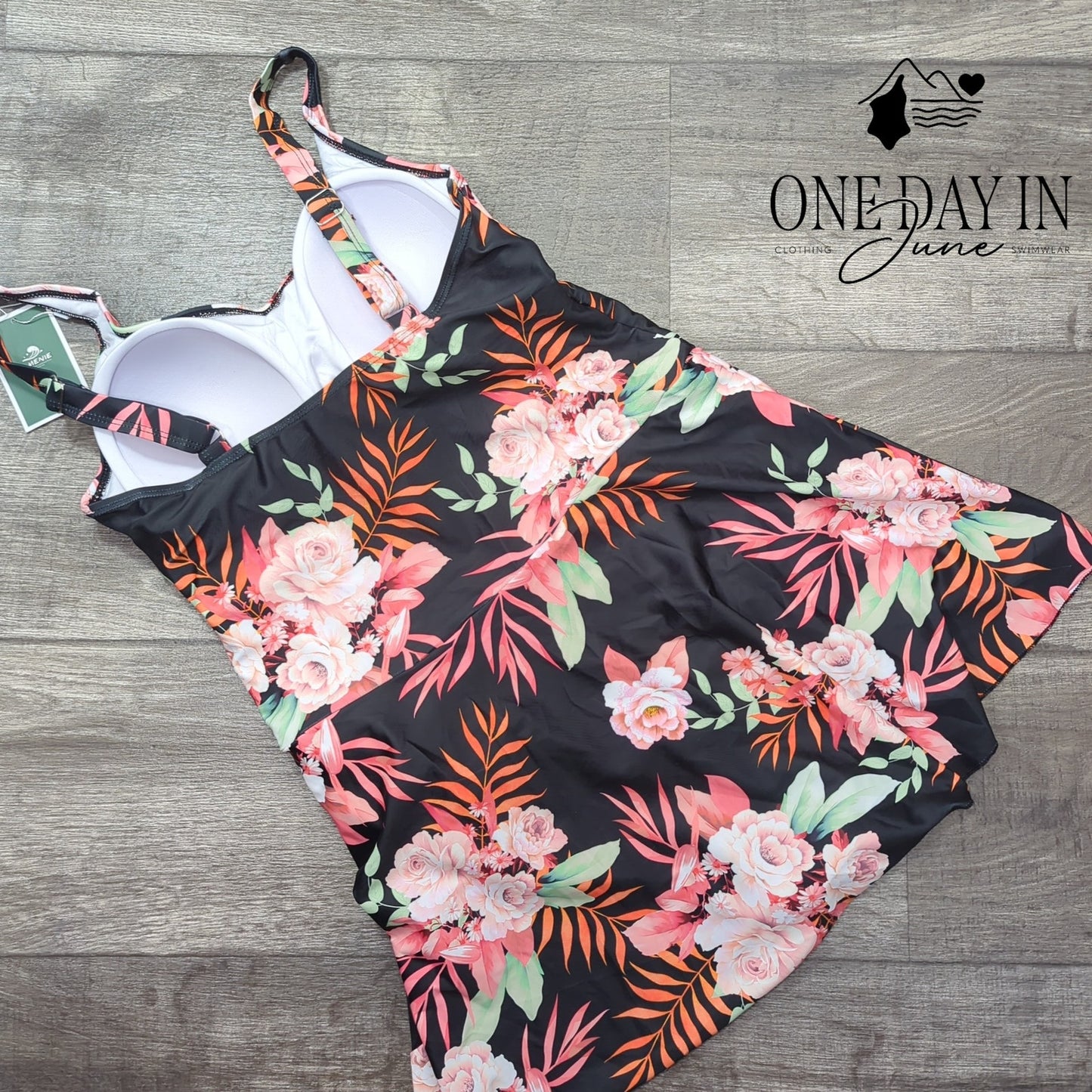 Eomenie Floral Swimdress One Piece Swimsuit Size L