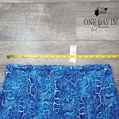 New York & Company Pencil Skirt Blue Snake Print Pull On Stretch NWT Size XL