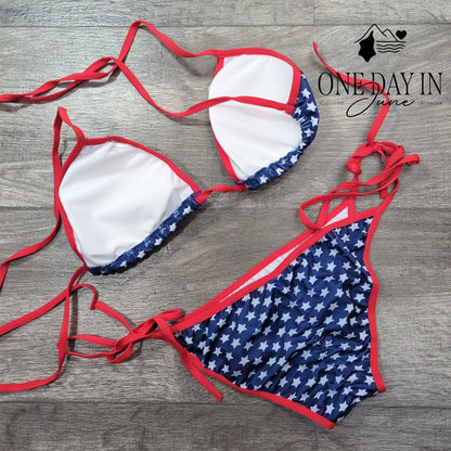 Aleumdr Adjustable Triangle Tie Side Bikini Swimsuit Size M