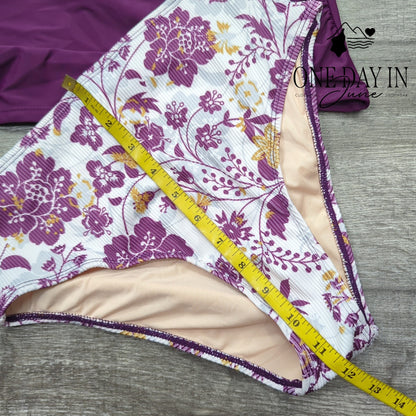 Cupshe Ribbed Bottom Tankini Swimsuit Size M