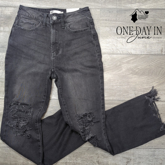 SO Distressed High Rise Kick Flare Jeans Size 0