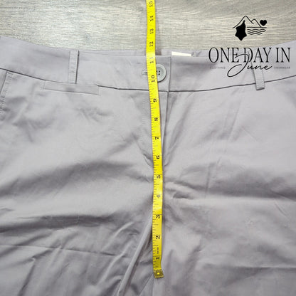 Loft Flat Front Chino Shorts Gray Taupe NWT Size 12