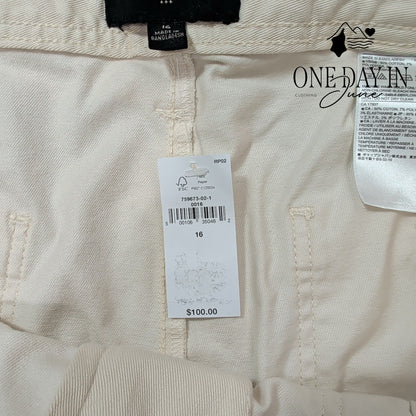 Banana Republic Belted Cropped Cargo Pants Ivory Cream NWT Size 16