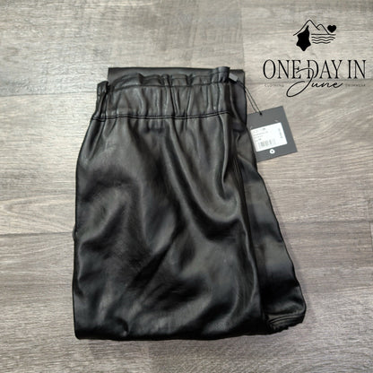 Joe's Jeans High Rise Faux Leather Paperbag Pants Black NWT Size M