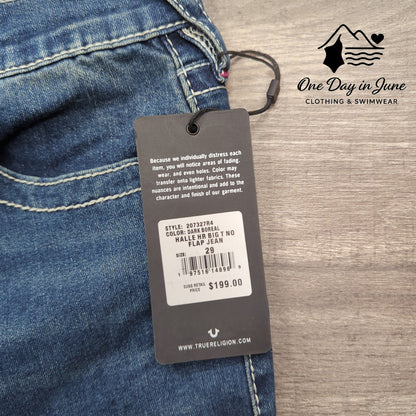 True Religion Halle High Rise Super Skinny Flap Jeans Dark Boreal NWT Size 8