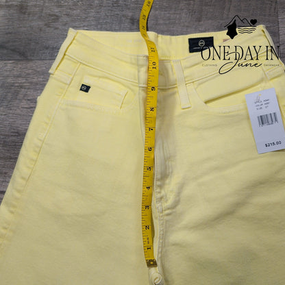 AG Adriano Goldschmied The Etta High Rise Wide Leg Crop Jeans Yellow NWT Size 4