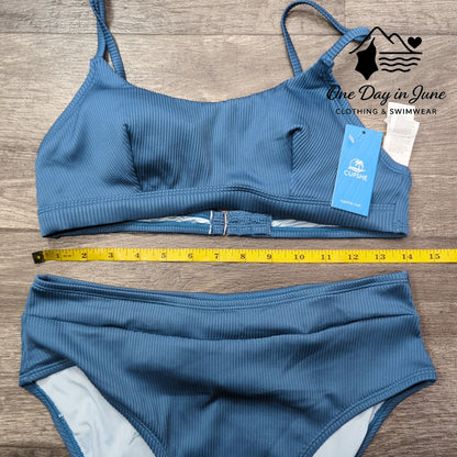 Cupshe High Waist Ribbed Bikini Swimsuit Size M