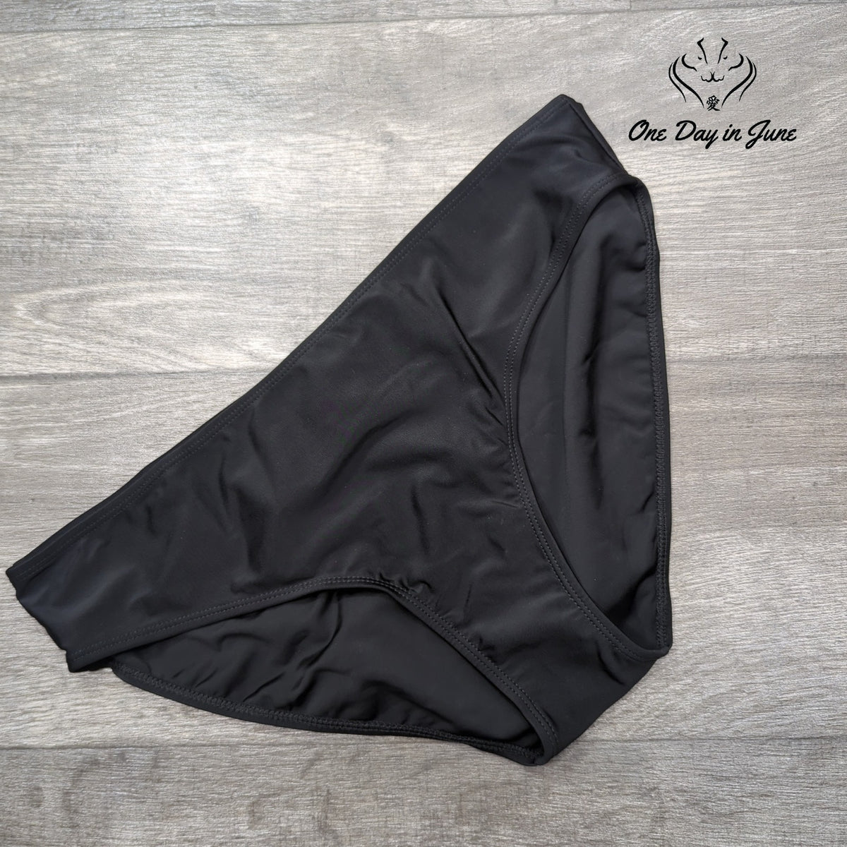 Actloe Bikini Bottom Black Solid Mid Rise Swim Brief Women's Size L