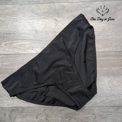 Actloe Bikini Bottom Black Solid Mid Rise Swim Brief Women's Size L