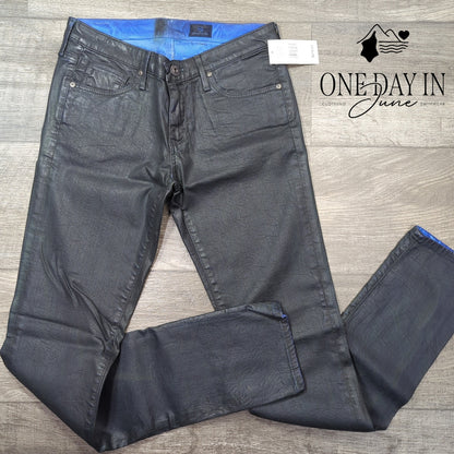 AG Adriano Goldschmied Coated Denim Straight Leg Jeans Size 27 (4)