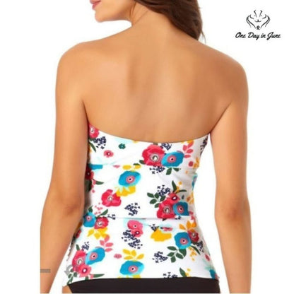 Liz Claiborne Floral Tankini Top Size M