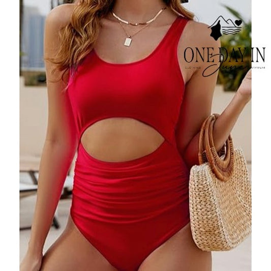 Vimpunec Cut Out Tie Back One Piece Swimsuit Size L