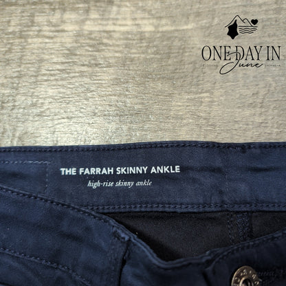 AG Adriano Goldschmied Farrah Skinny Ankle Sateen Pants Navy NWT Size 4 (27)