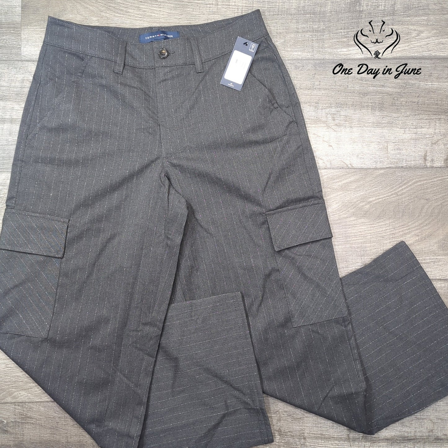 Tommy Hilfiger Striped Wide Leg Cargo Pants Size 6