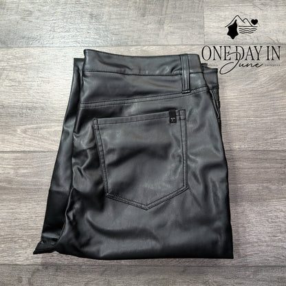 Joe's Jeans Faux Leather Straight Leg Pants Black NWT Size 34 (18)