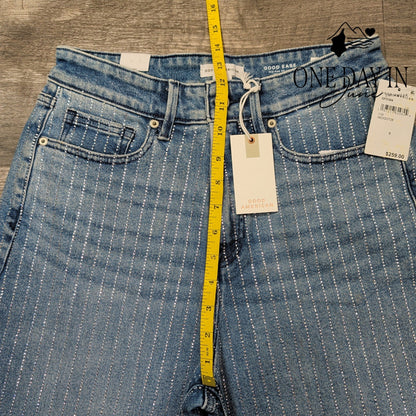 Good American Good Ease Rhinestone Wide Leg Size Indigo NWT $259 Size 0 (25)