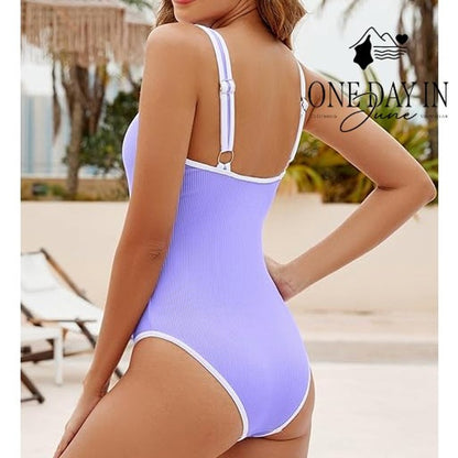 Blooming Jelly Ribbed One Piece Swimsuit Size M