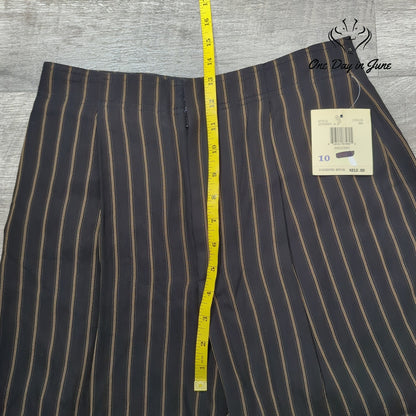 Dana Buchman Indochic Straight Leg Striped Dress Pants Black Brown NWT Size 10