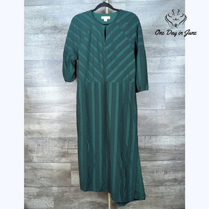 Liz Claiborne Half Sleeve Striped Mysterious Green Dress Size XL