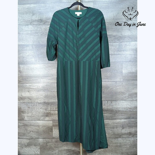 Liz Claiborne Half Sleeve Striped Mysterious Green Dress Size XL
