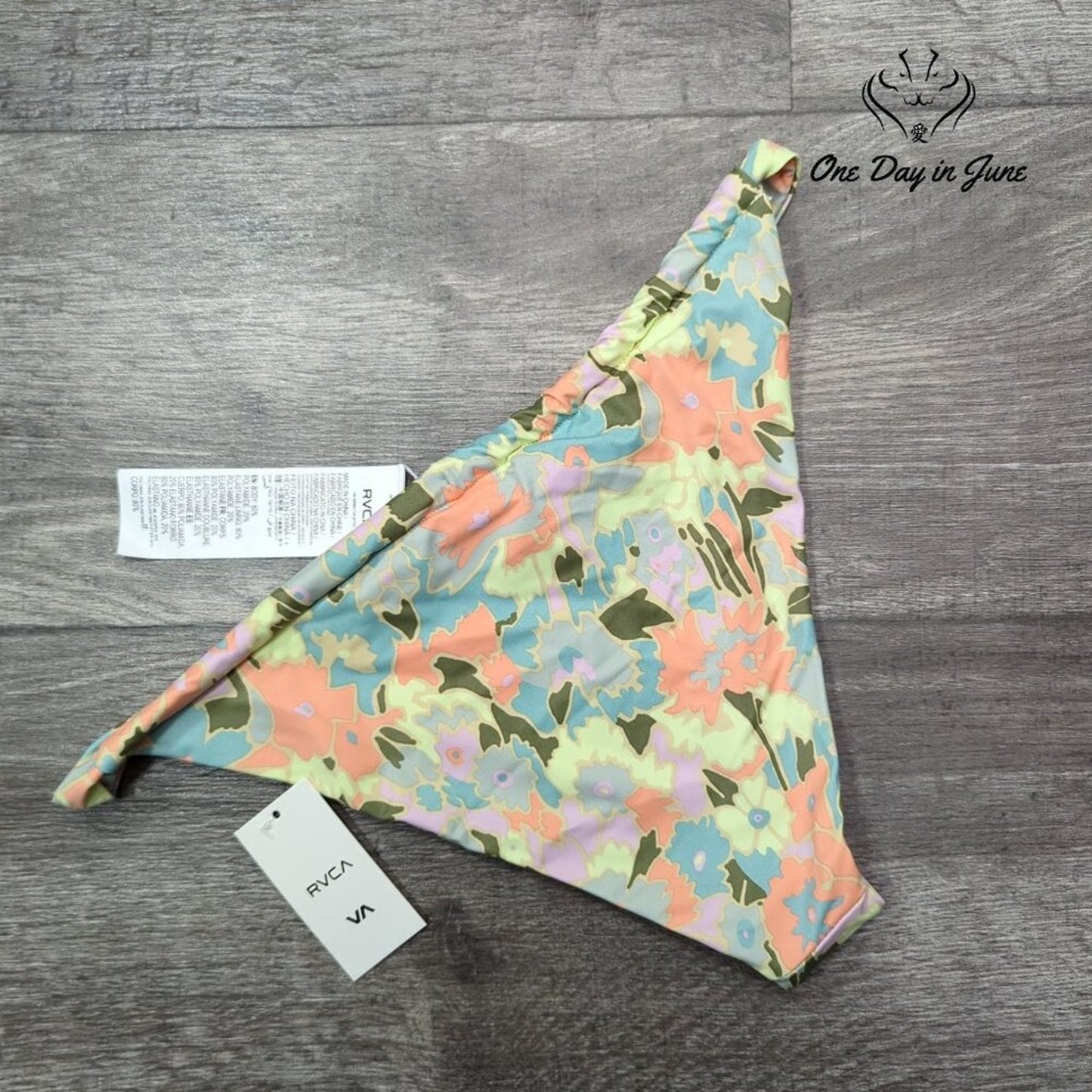 RVCA On The Road French Bikini Bottom Chai Floral High Cut NWT Size XL