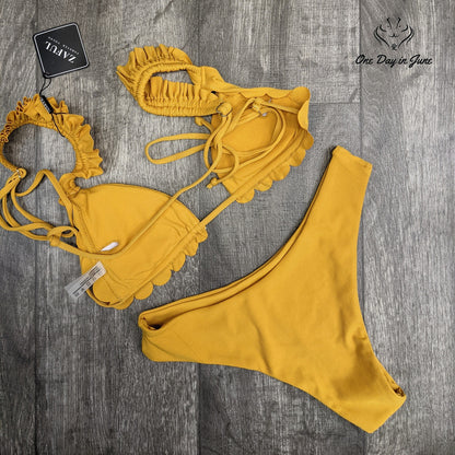 Zaful Ruffle Triangle Bikini Swimsuit Size M