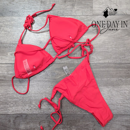 Charmo Adjustable Triangle Tie Side Cheeky Bikini Swimsuit Size M