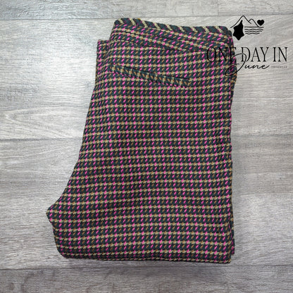 Tanya Taylor Ryan Pants Houndstooth Pink Green Zip Pockets NWT Size 4