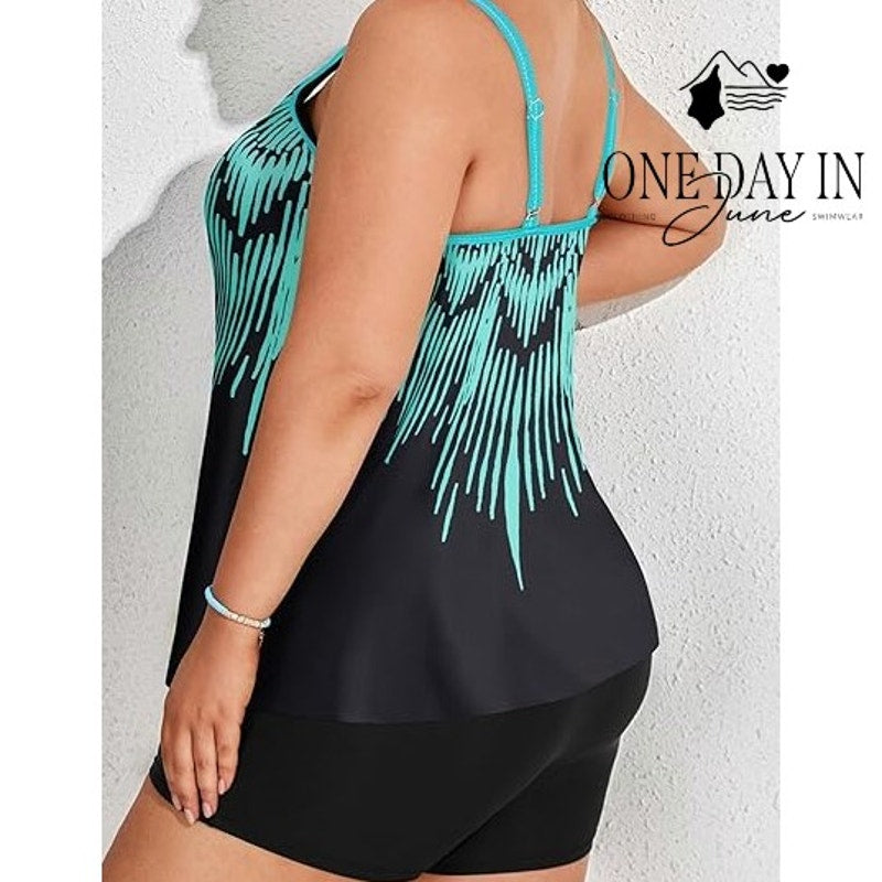 Hanna Nikole Plus Size Boyshort Tankini Swimsuit Size 14W
