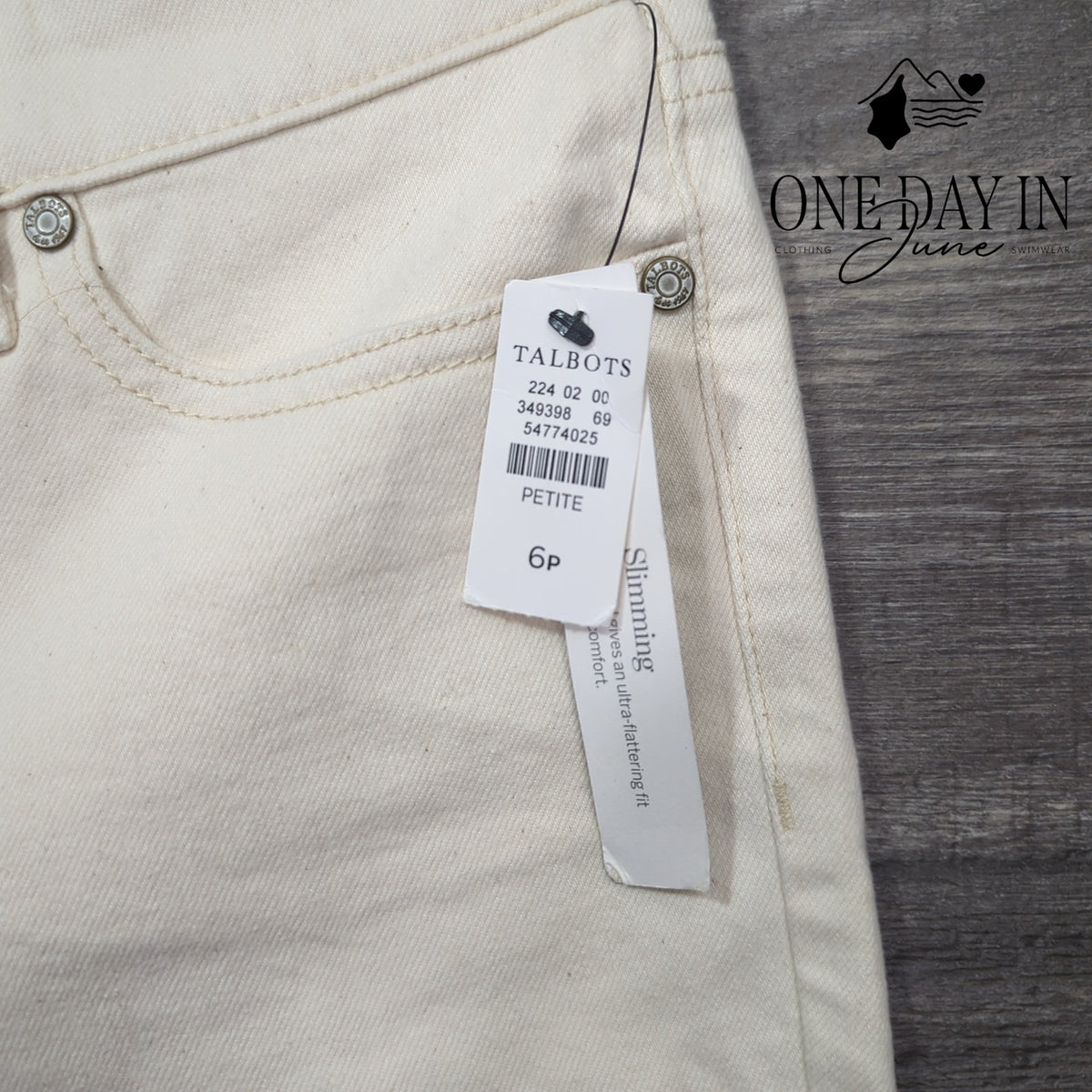 Talbots Petite Slim Ankle Jeans Ivory White Stretch Denim NWT Size 6P