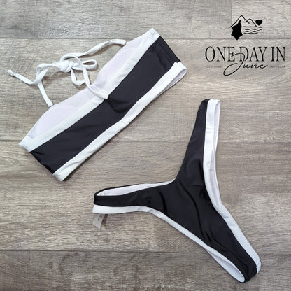 CharmLeaks High Cut Bandeau Thong Bikini Swimsuit Size S