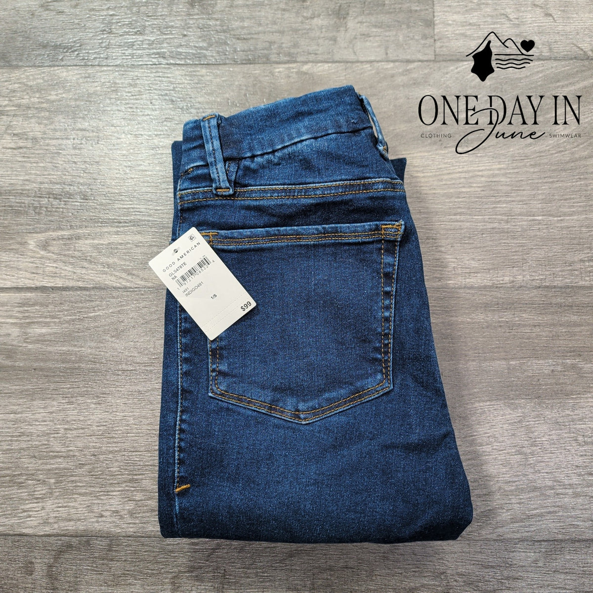 Good American Power Stretch Pull On Skinny Jeans Indigo491 NWT Size S