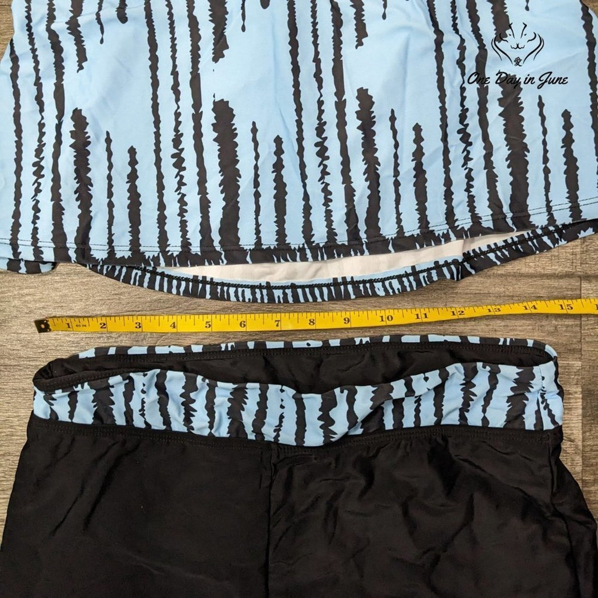 Summer Mae Cage Back Boyshort Tankini Swimsuit Blue Black Size XL