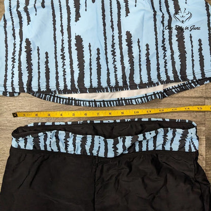 Summer Mae Cage Back Boyshort Tankini Swimsuit Blue Black Size XL