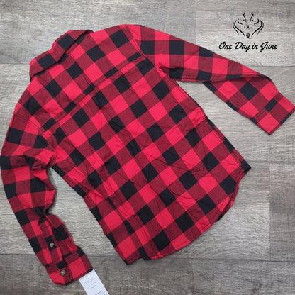 Carters Boys Buffalo Plaid Button Down Shirt Red Black NWT $28 Size 5