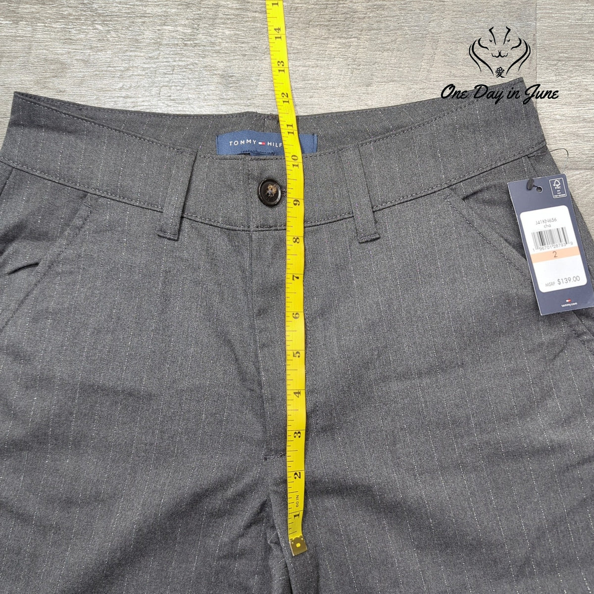 Tommy Hilfiger Metallic Pinstripe Wide Leg Cargo Pants Gray NWT Size 2