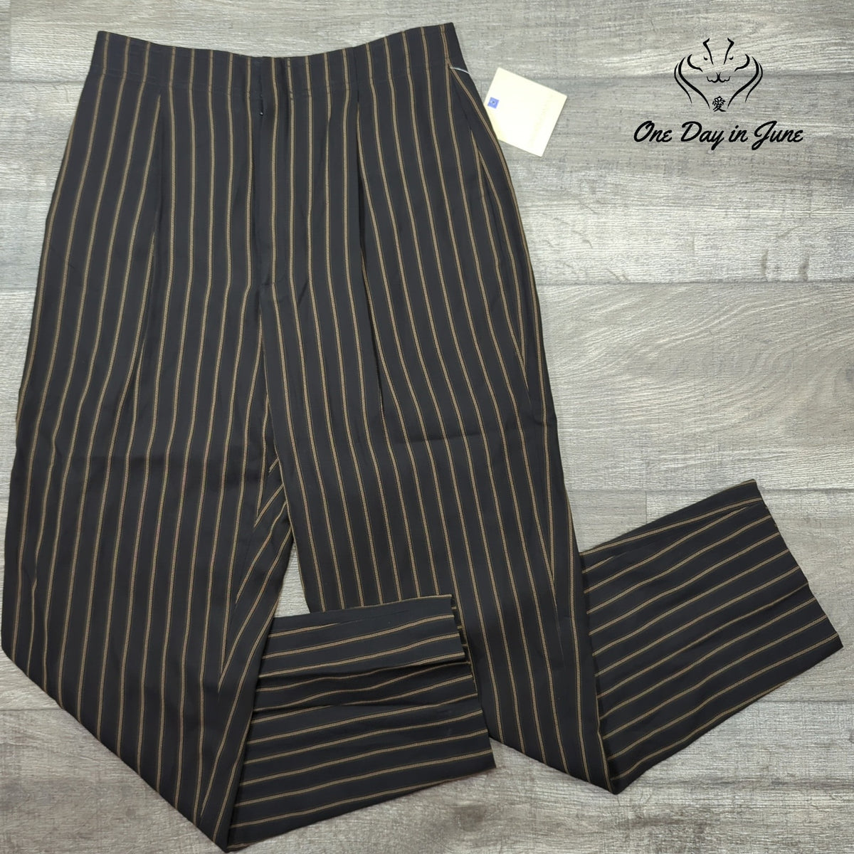 Dana Buchman Indochic Straight Leg Striped Dress Pants Black Brown NWT Size 10