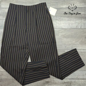 Dana Buchman Indochic Straight Leg Striped Dress Pants Black Brown NWT Size 10