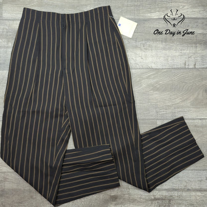Dana Buchman Indochic Straight Leg Striped Dress Pants Black Brown NWT Size 10