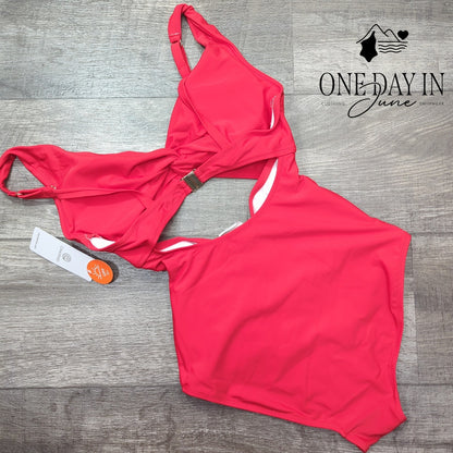 Charmo Twist Front Cut Out One Piece Swimsuit Ruched Tummy Control NWT Size S