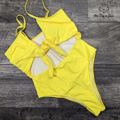 Tempt Me Cutout Tie Knot One Piece Swimsuit Size M