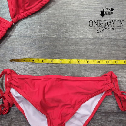 CharmLeaks Halter Adjustable Triangle Ruched Bikini Swimsuit Size S