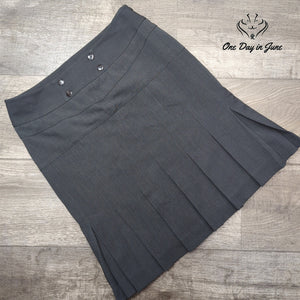 Atelier Pleated Flare Mini Skirt Gray Button Detail Size 2
