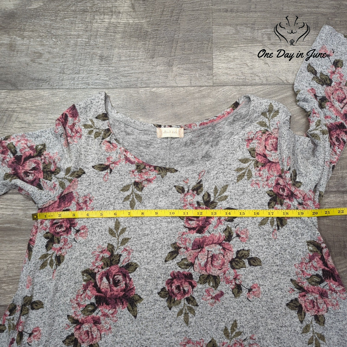 Altar'd State Floral Sweater Dress Gray Pink Rose Print Long Sleeve Size L