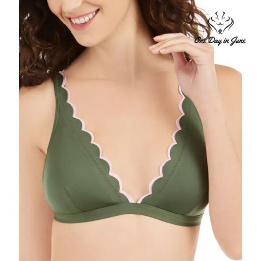 Kate Spade Scallop Wave V-Neck Bikini Top Size L