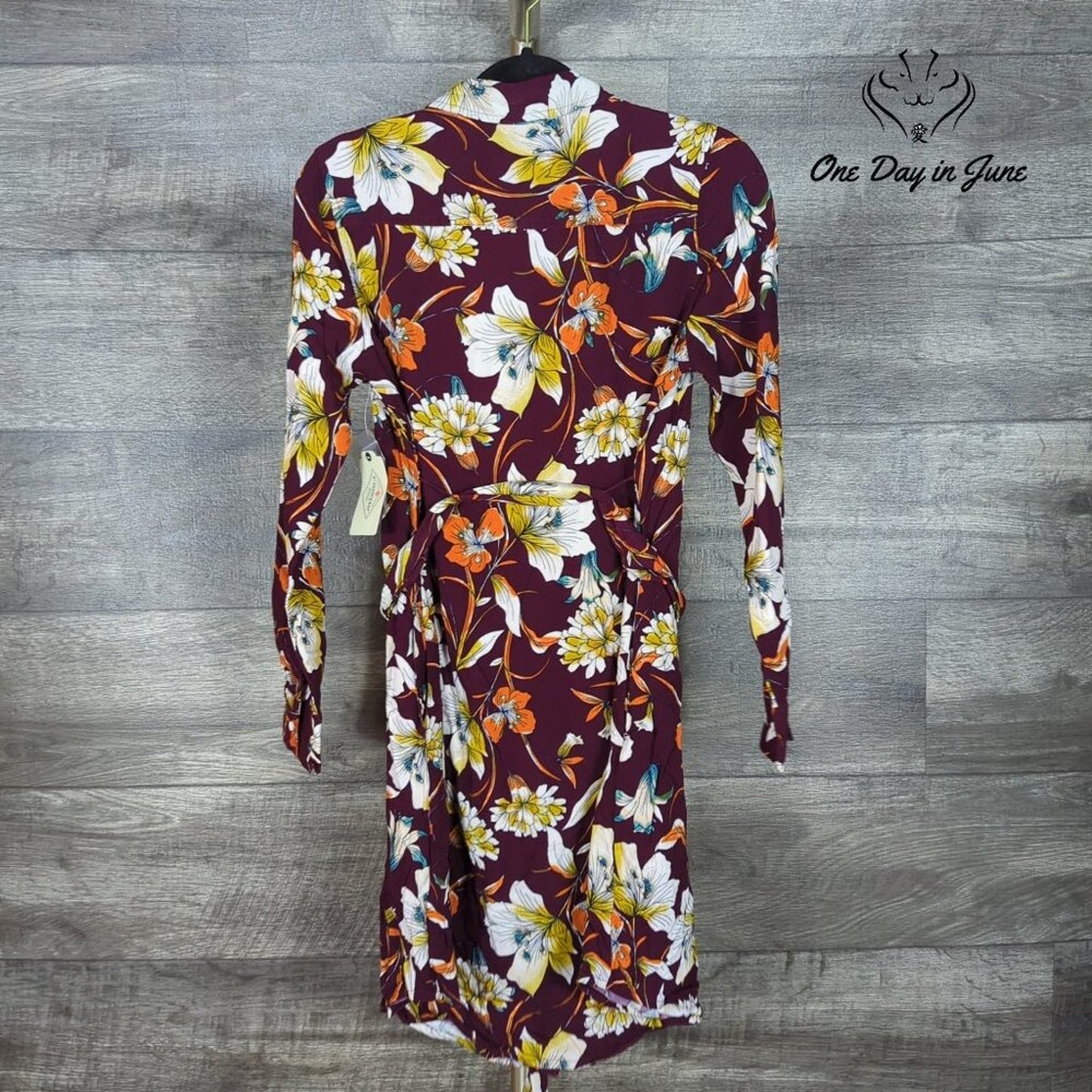 St. John's Bay Long Sleeve Button Front Tie Dress Size XS