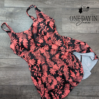 Eomenie Skirted Swimdress One Piece Swimsuit Size XL