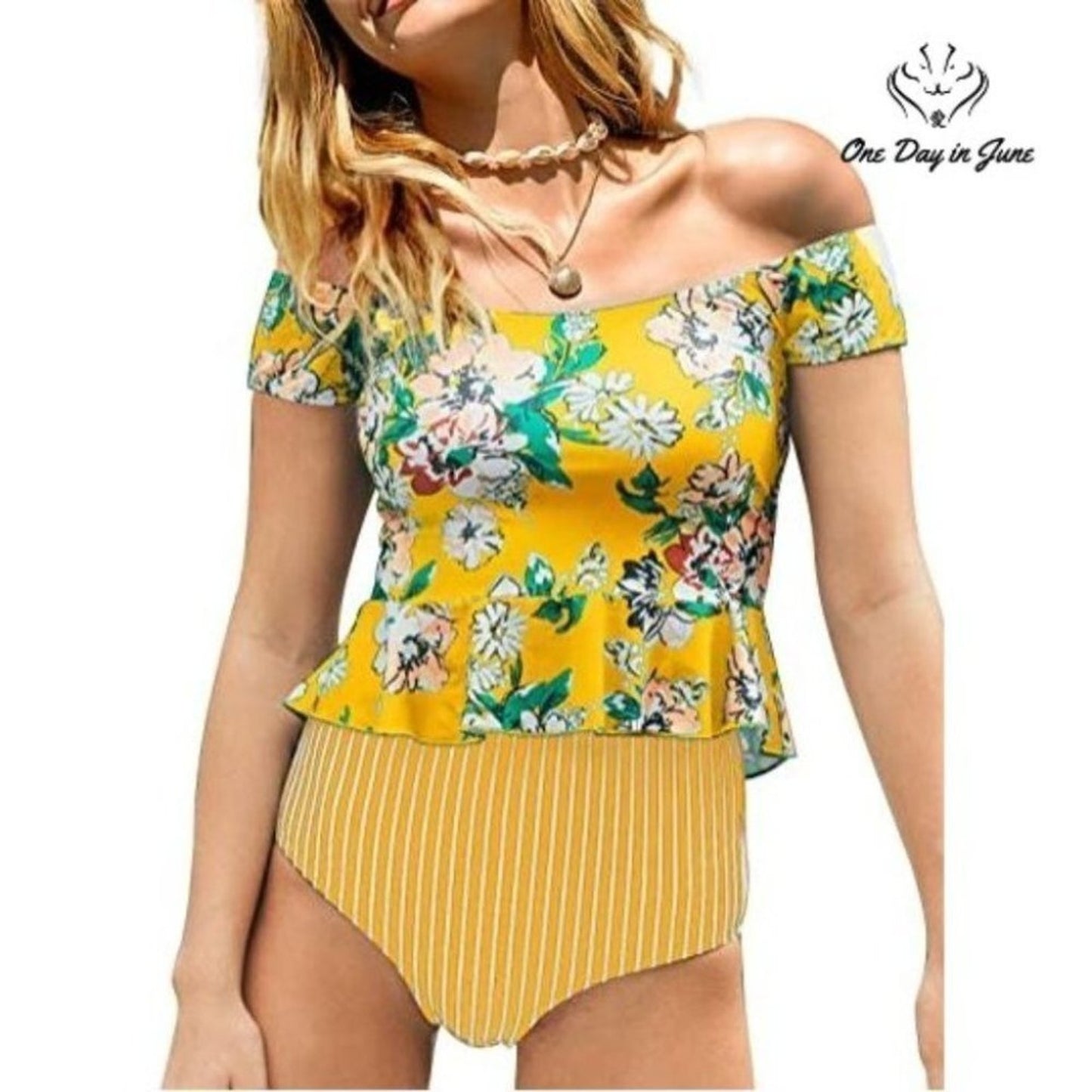 Ferbia High Waist Falbala Bikini Swimsuit Size S