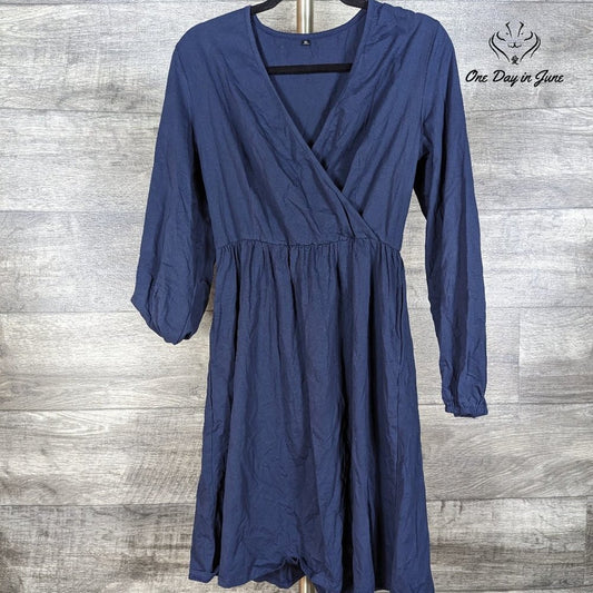 Amzbrly Cross Front V Neck Long Sleeve Mini Dress Size XL