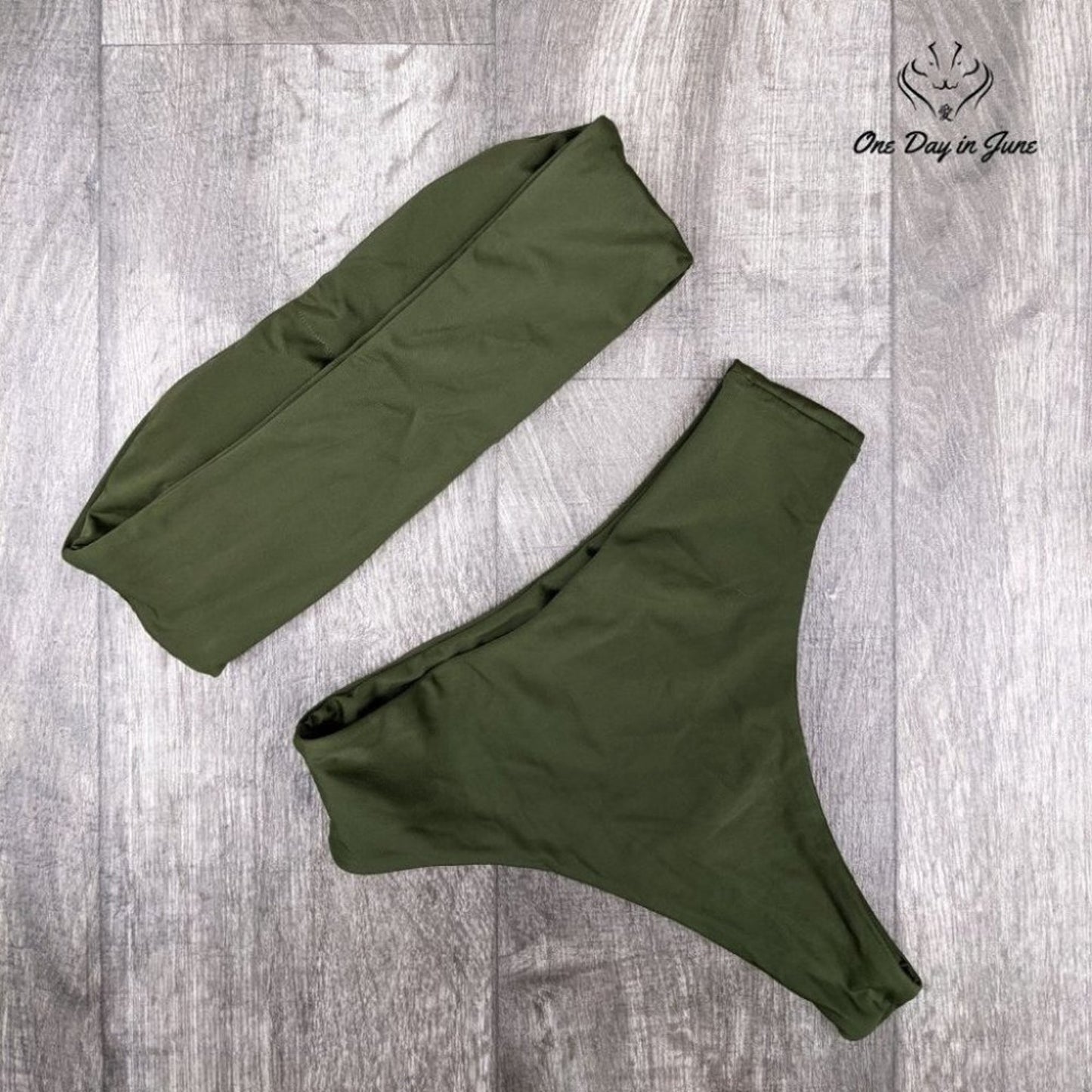 Pink Queen High Waist Bandeau Bikini Swimsuit Size L